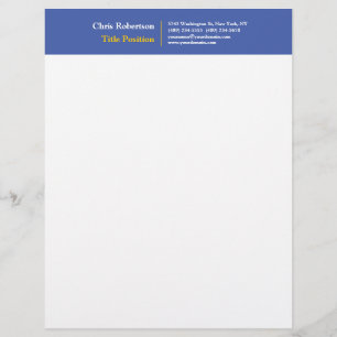 Medium Blue Yellow White Modern Minimalist Letterhead