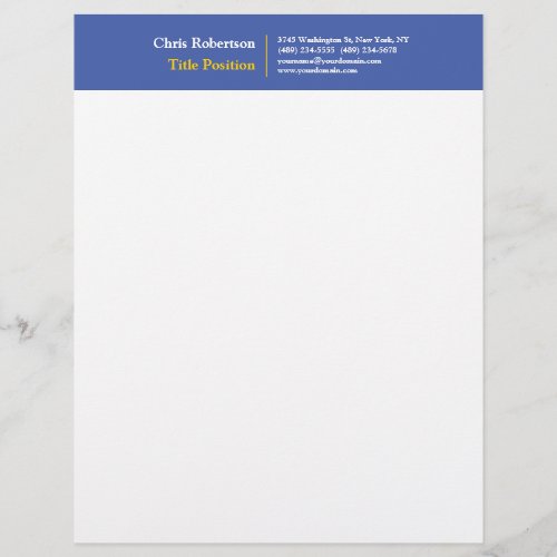 Medium Blue Yellow White Modern Minimalist Letterhead