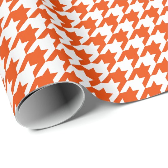 bright orange and white houndstooth wrapping paper