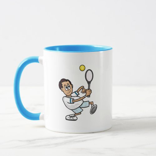 Medium Brown Hair Male Tennis Player Mug