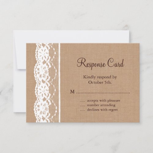 Medium Burlap and Vintage Lace RSVP