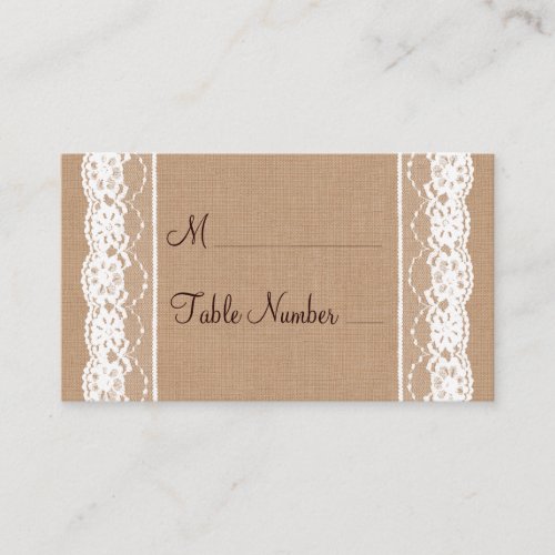 Medium Burlap &amp; Vintage Lace Place Card Business Cards