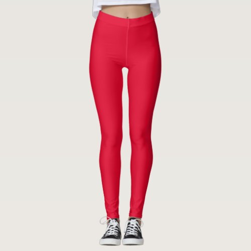 Medium Candy Apple Red Solid Color Leggings