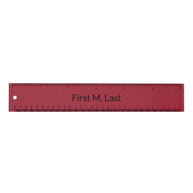 Medium Cardinal Red Solid Color Acrylic Ruler (Front)