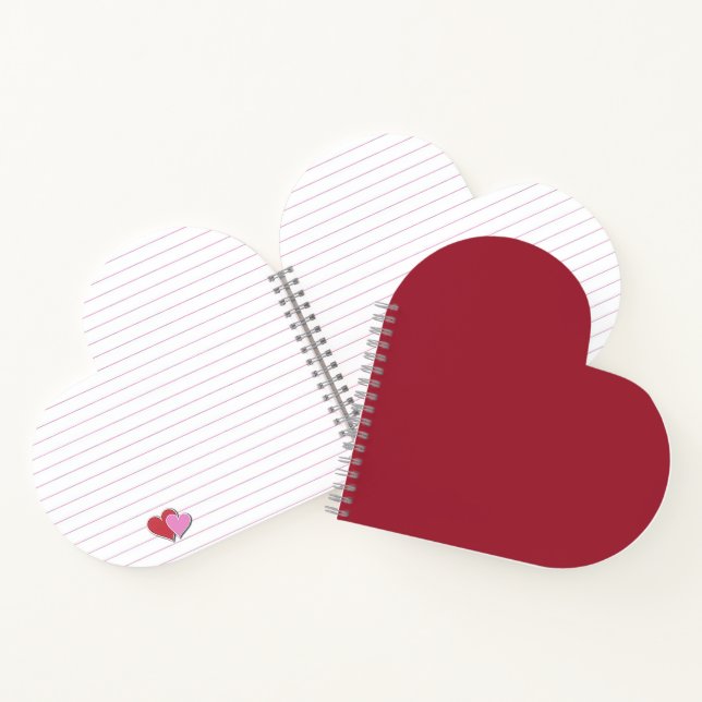 Medium Cardinal Red Solid Color Heart-Shaped Notebook (Inside)
