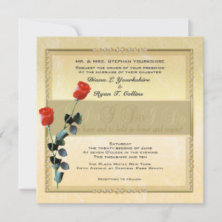 Medium Champagne & Red Roses Invitation