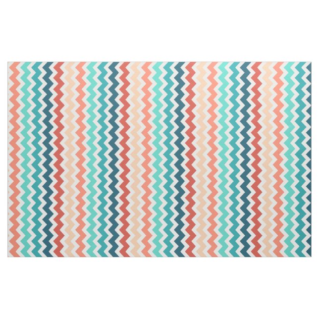 Medium Chevron Stripes Blue Coral Teal Fabric (Yard)