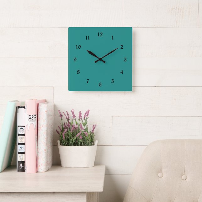 Medium/Dark Medium Turquoise solid color Square Wall Clock (Reading Room)