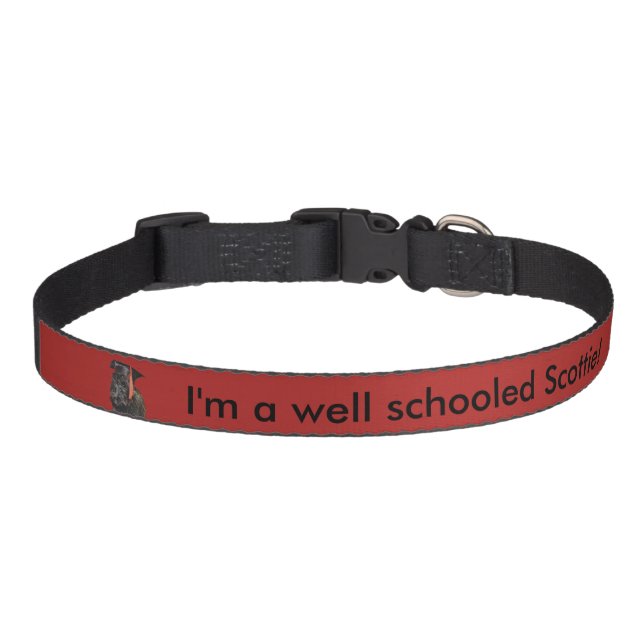 Medium dog collar. Scottie with grad cap Pet Collar (Front)