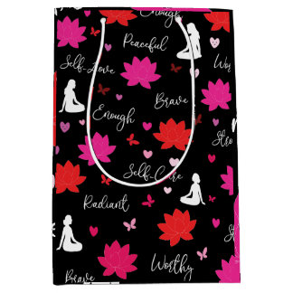 Medium Glossy Gift Bag | Lotus Floral Mindfulness 