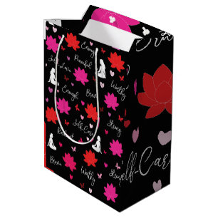 Medium Glossy Gift Bag   Lotus Floral Mindfulness 