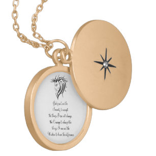 Medium Gold Finish Round Locket with Prayer