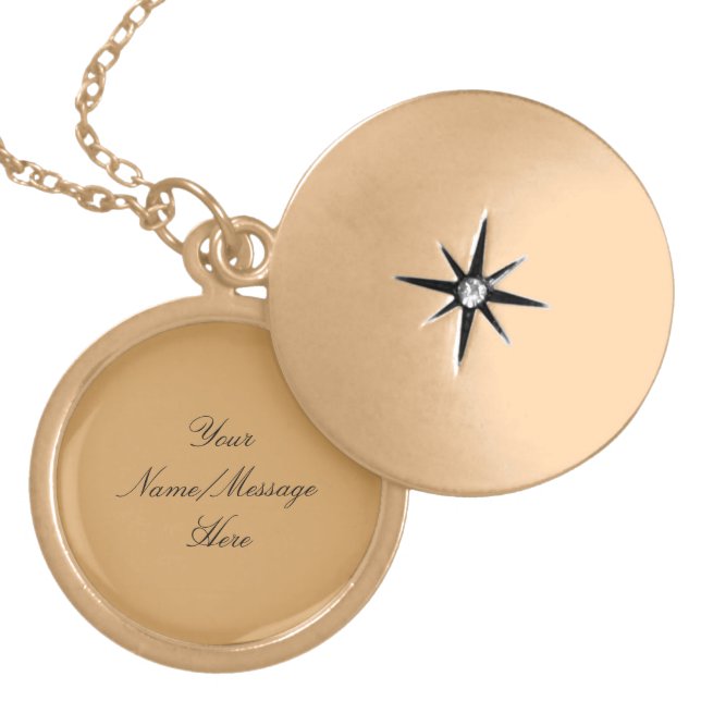 Medium Gold Round Locket w/ Customizable Message (Front)