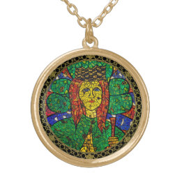 Medium Gold Tone St Dymphna Necklace