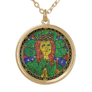 Medium Gold Tone St Dymphna Necklace