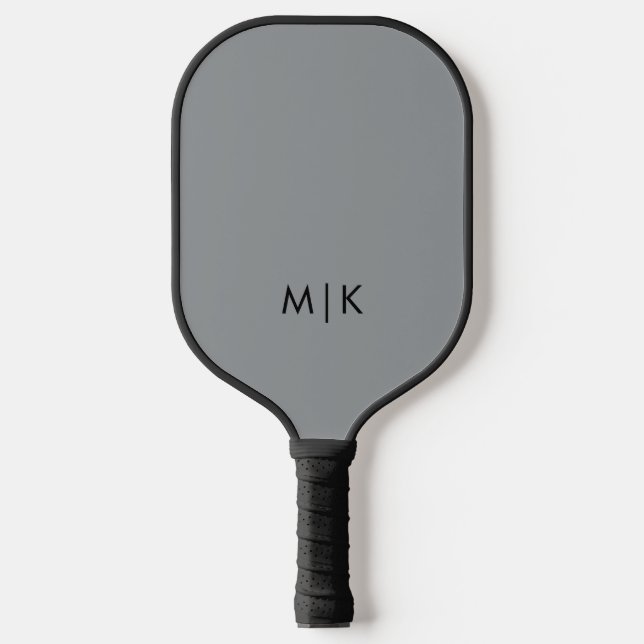 Medium Gray and Black | Modern Monogram Pickleball Paddle (Front)