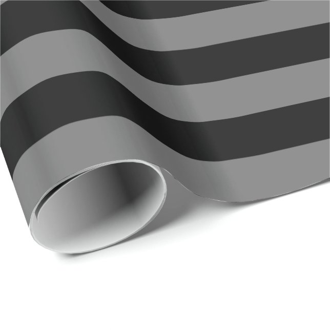 Medium Gray and Black Stripe Wrapping Paper (Roll Corner)