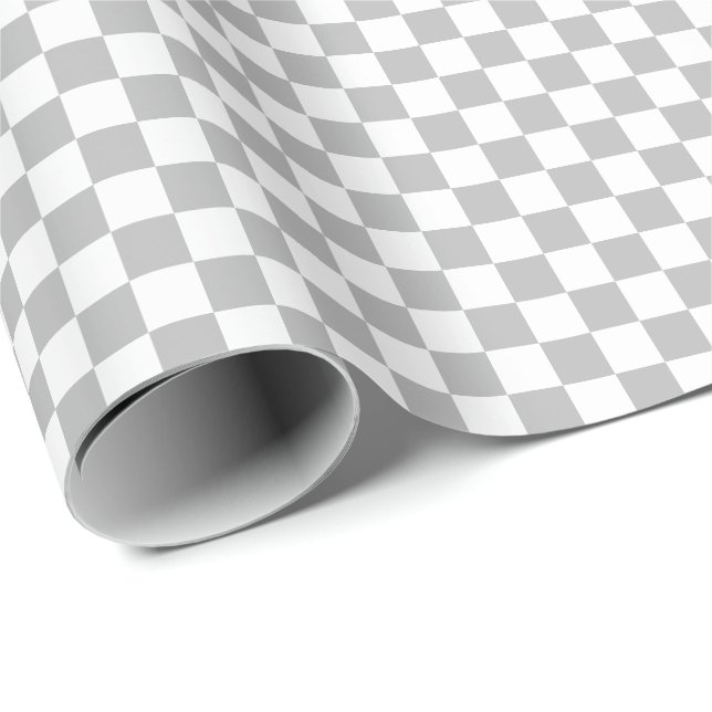 Medium Gray and White Checks Wrapping Paper (Roll Corner)