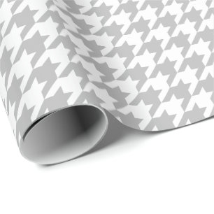 Medium Gray and White Houndstooth Wrapping Paper