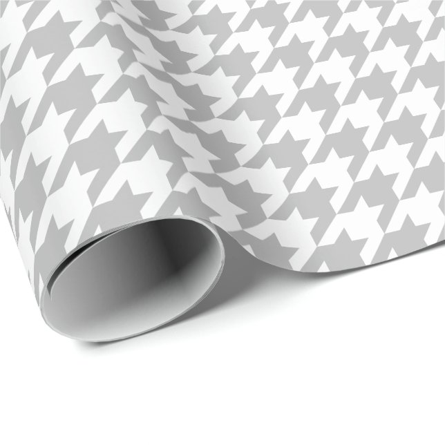 Medium Gray and White Houndstooth Wrapping Paper (Roll Corner)