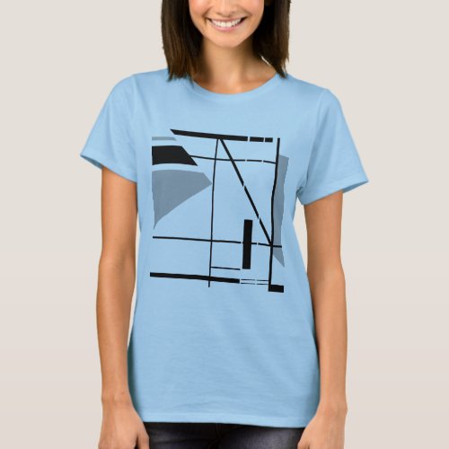 Medium Gray Black Contemporary Geometric Design T_Shirt