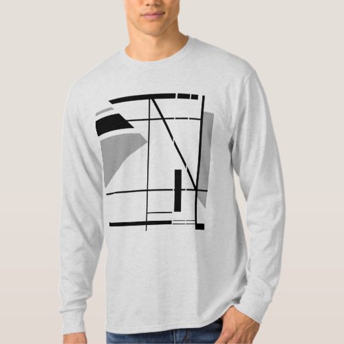 Medium Gray Black Contemporary Geometric Design T_ T_Shirt