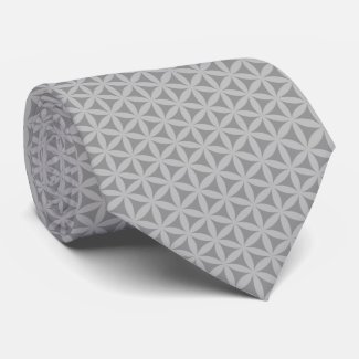 Medium Gray Flower of Life Pattern Neck Tie