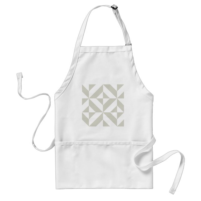 Medium Gray Geometric Deco Cube Pattern Adult Apron (Front)
