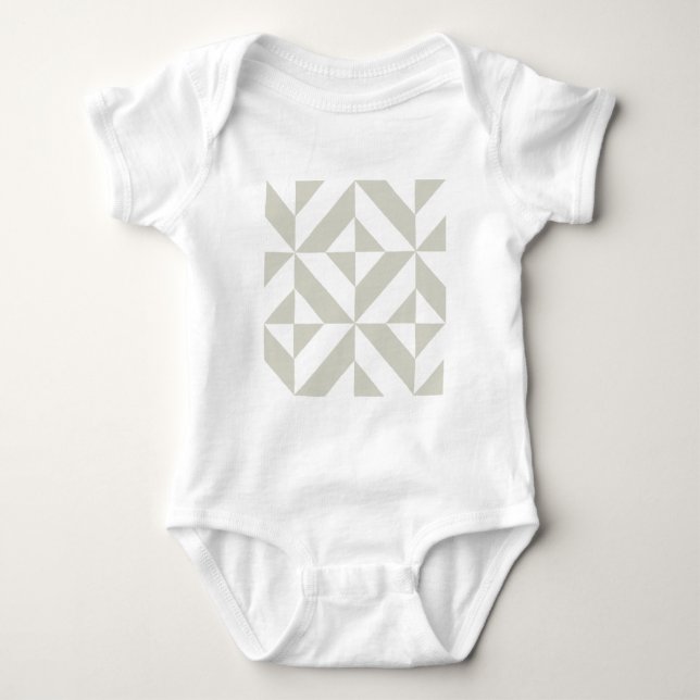 Medium Gray Geometric Deco Cube Pattern Baby Bodysuit (Front)