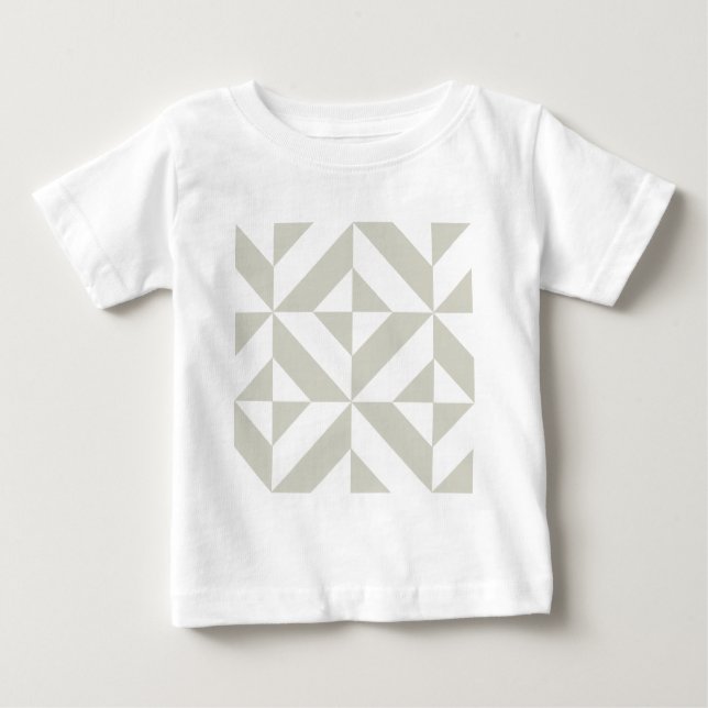 Medium Gray Geometric Deco Cube Pattern Baby T-Shirt (Front)