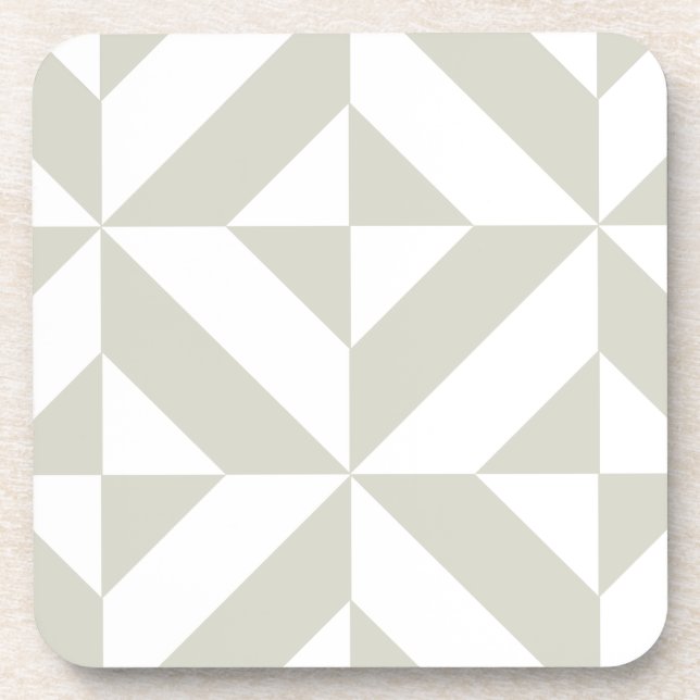 Medium Gray Geometric Deco Cube Pattern Beverage Coaster (Front)