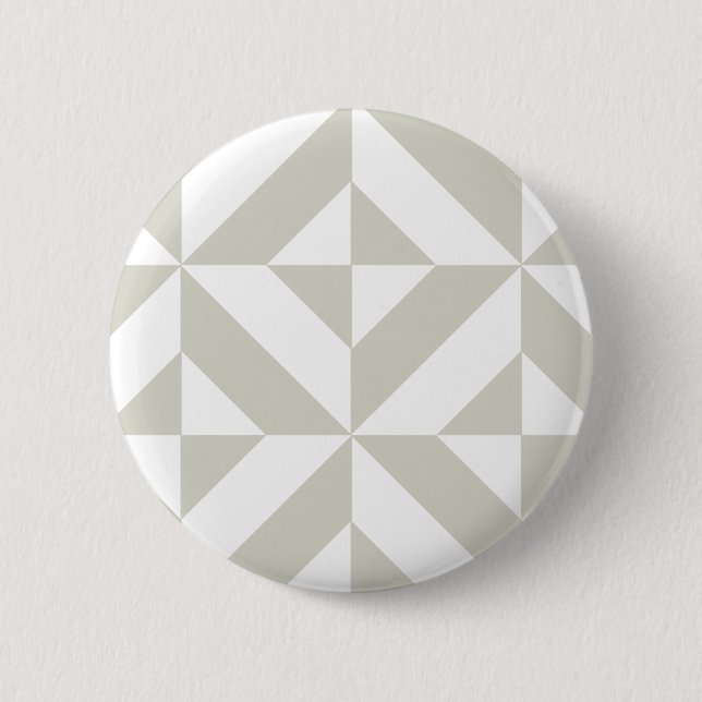 Medium Gray Geometric Deco Cube Pattern Button (Front)