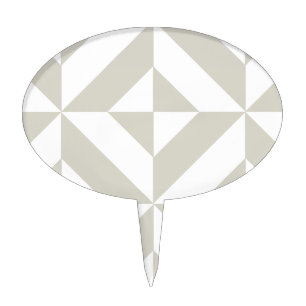 Medium Gray Geometric Deco Cube Pattern Cake Topper