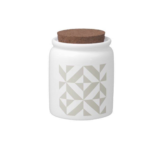 Medium Gray Geometric Deco Cube Pattern Candy Jar (Front)
