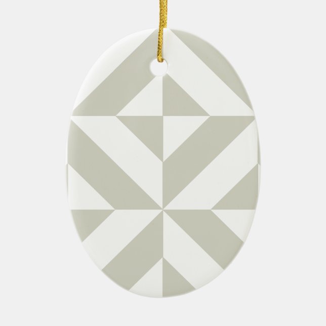 Medium Gray Geometric Deco Cube Pattern Ceramic Ornament (Front)