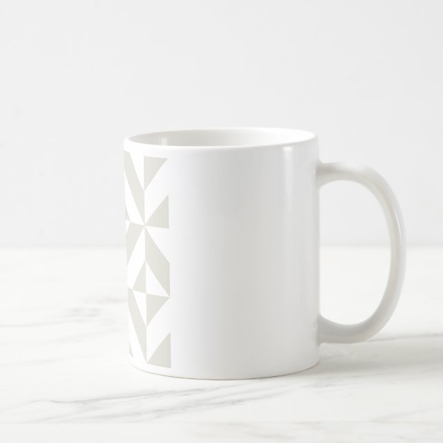 Medium Gray Geometric Deco Cube Pattern Coffee Mug (Right)