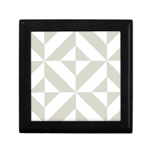 Medium Gray Geometric Deco Cube Pattern Keepsake Box