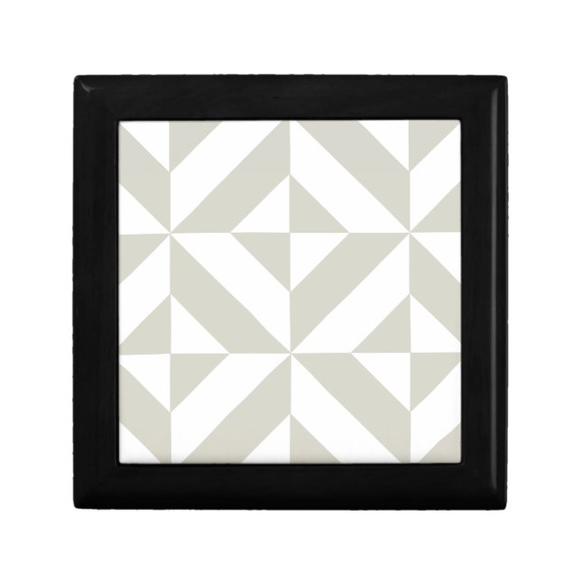 Medium Gray Geometric Deco Cube Pattern Keepsake Box (Front)