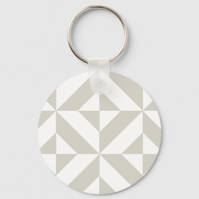 Medium Gray Geometric Deco Cube Pattern Keychain (Front)