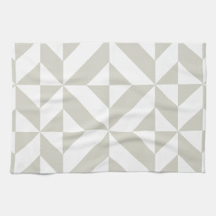 Medium Gray Geometric Deco Cube Pattern Kitchen Towel