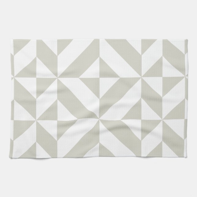 Medium Gray Geometric Deco Cube Pattern Kitchen Towel (Horizontal)