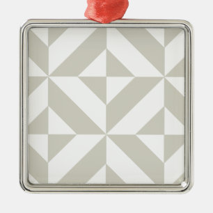 Medium Gray Geometric Deco Cube Pattern Metal Ornament