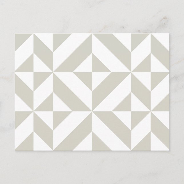 Medium Gray Geometric Deco Cube Pattern Postcard (Front)