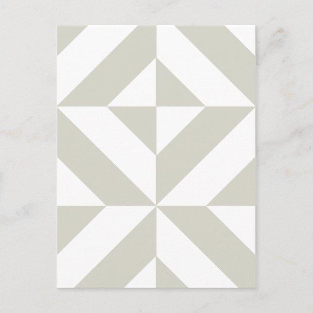 Medium Gray Geometric Deco Cube Pattern Postcard (Front)