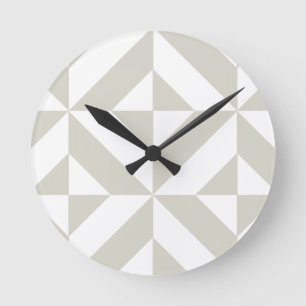 Medium Gray Geometric Deco Cube Pattern Round Clock