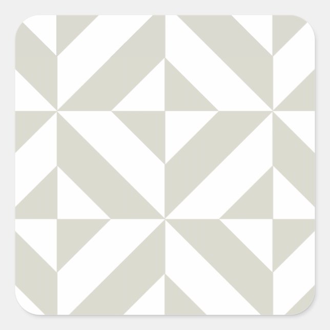 Medium Gray Geometric Deco Cube Pattern Square Sticker (Front)