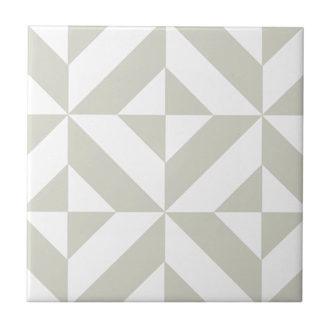 Medium Gray Geometric Deco Cube Pattern Tile (Front)