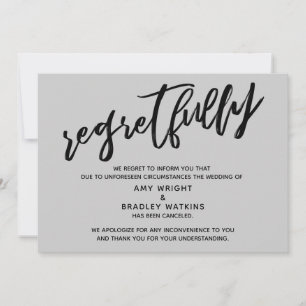 Medium Gray Regretfully Wedding Cancellation Card