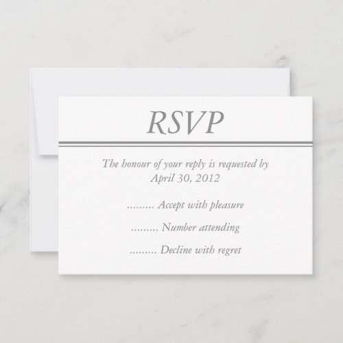 Medium Gray RSVP, Reply or Response Card
