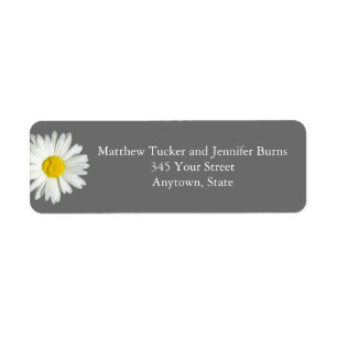 Medium Gray White Daisy Envelope Address Labels